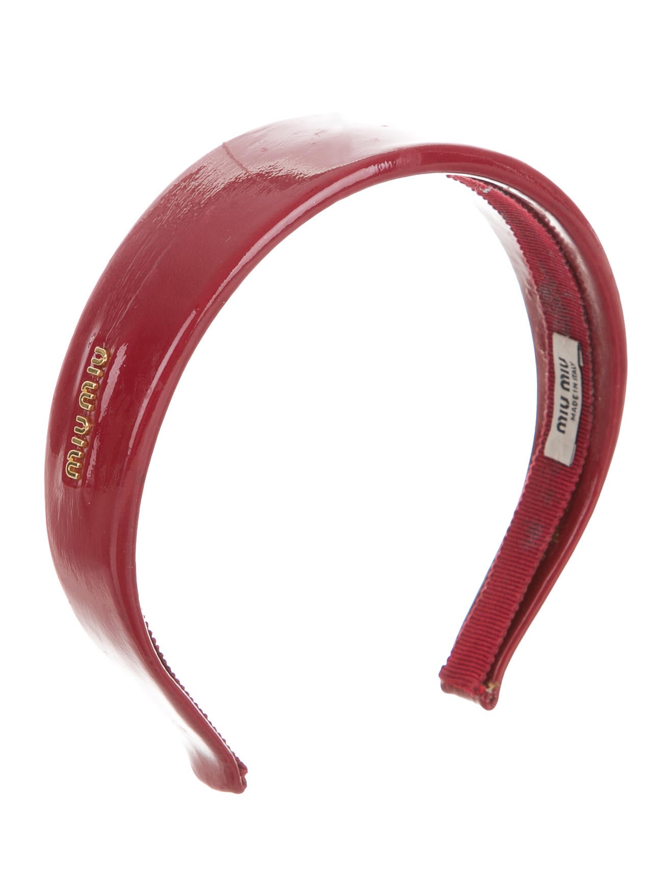 ヘアアクセサリー MiuMiu Miu Miu patent leather headband 5IH025069F0591 Miu Miu Patent Leather Headband - Black | Editorialist