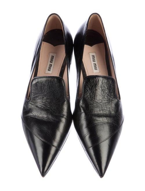 Miu Miu Leather Pointed-Toe Loafers