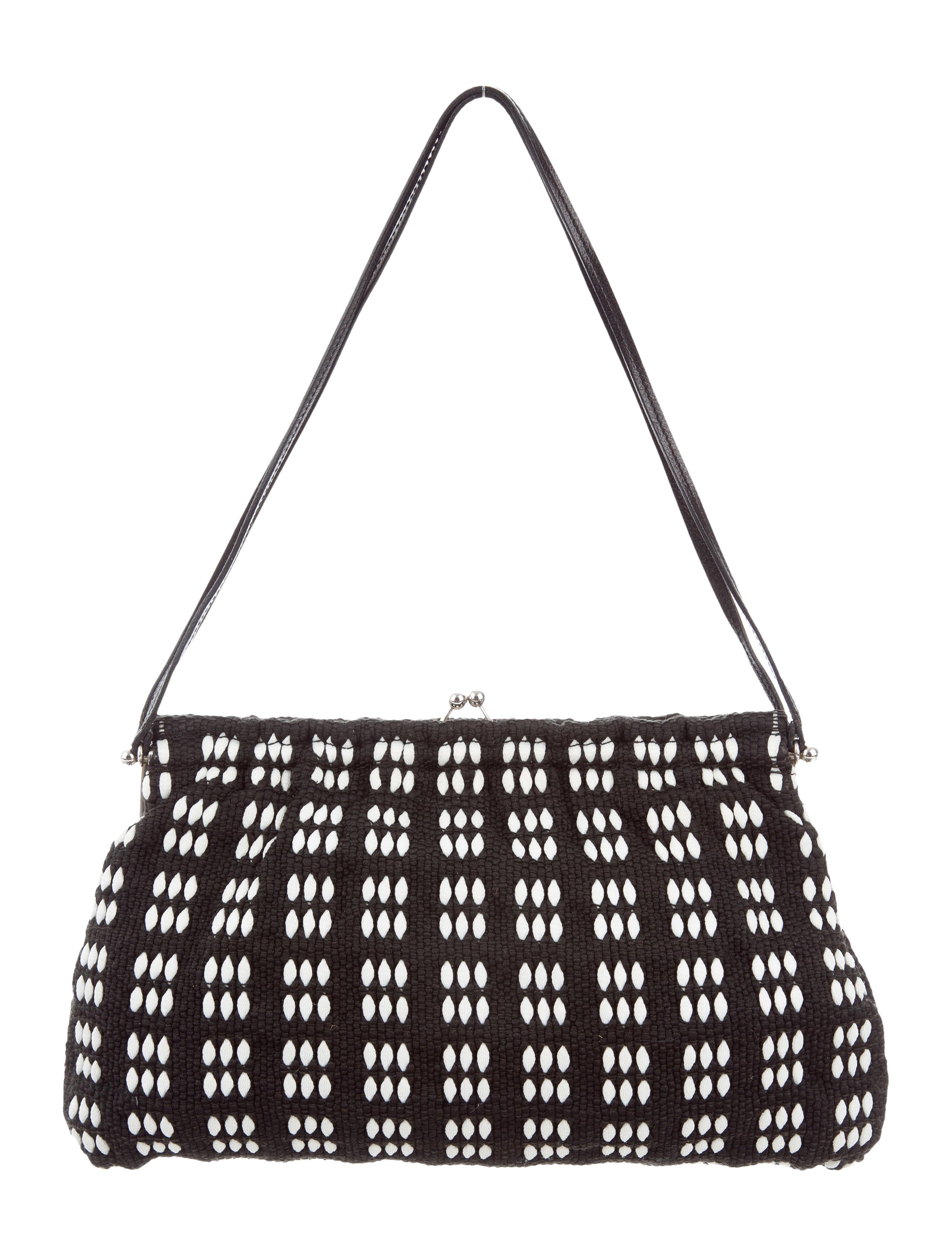 Miu Leather Trimmed Woven Bag Handbags Miu52324 The Realreal Leather Trimmed Woven Bag