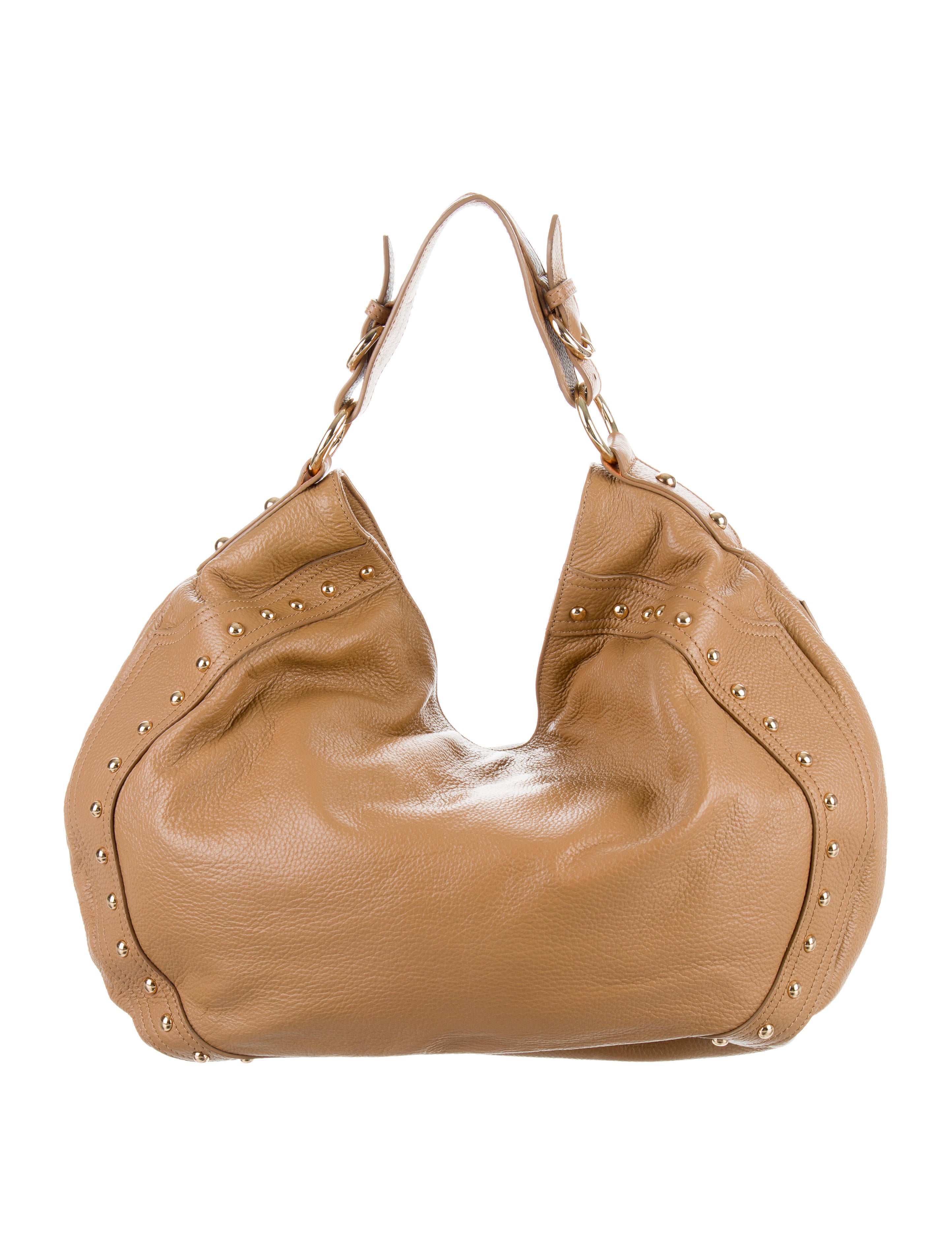 Miu Miu Studded Leather Hobo Handbags MIU52930 The RealReal