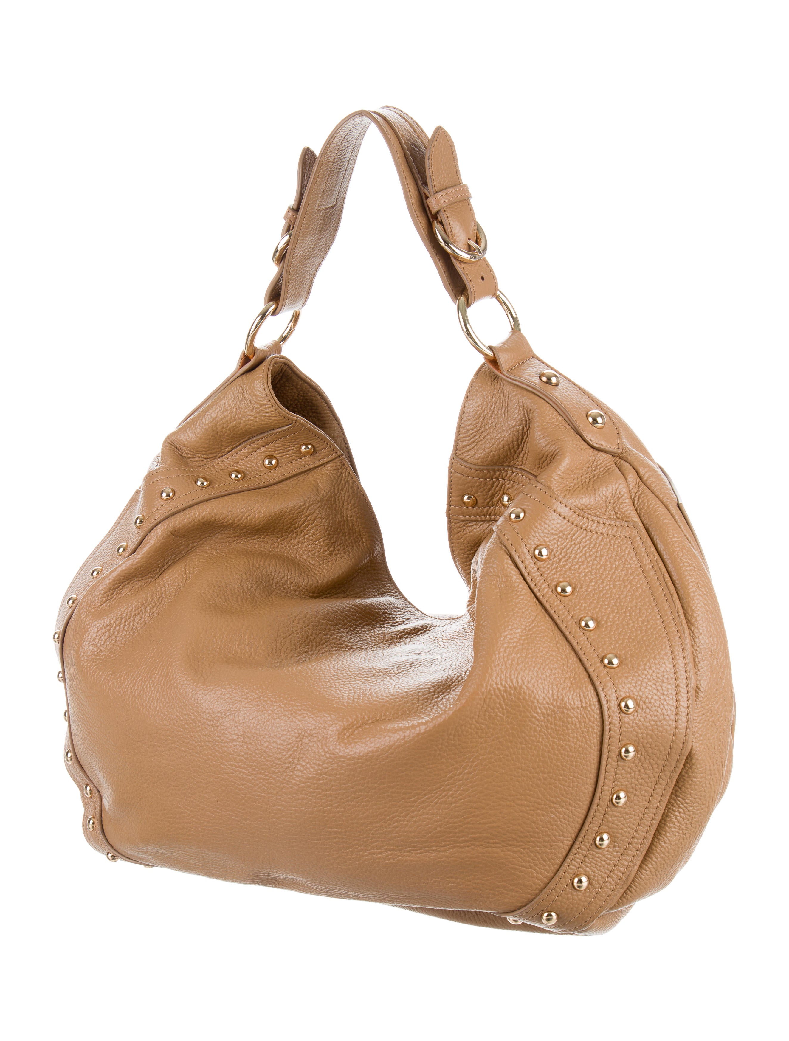 Miu Miu Studded Leather Hobo Handbags MIU52930 The RealReal