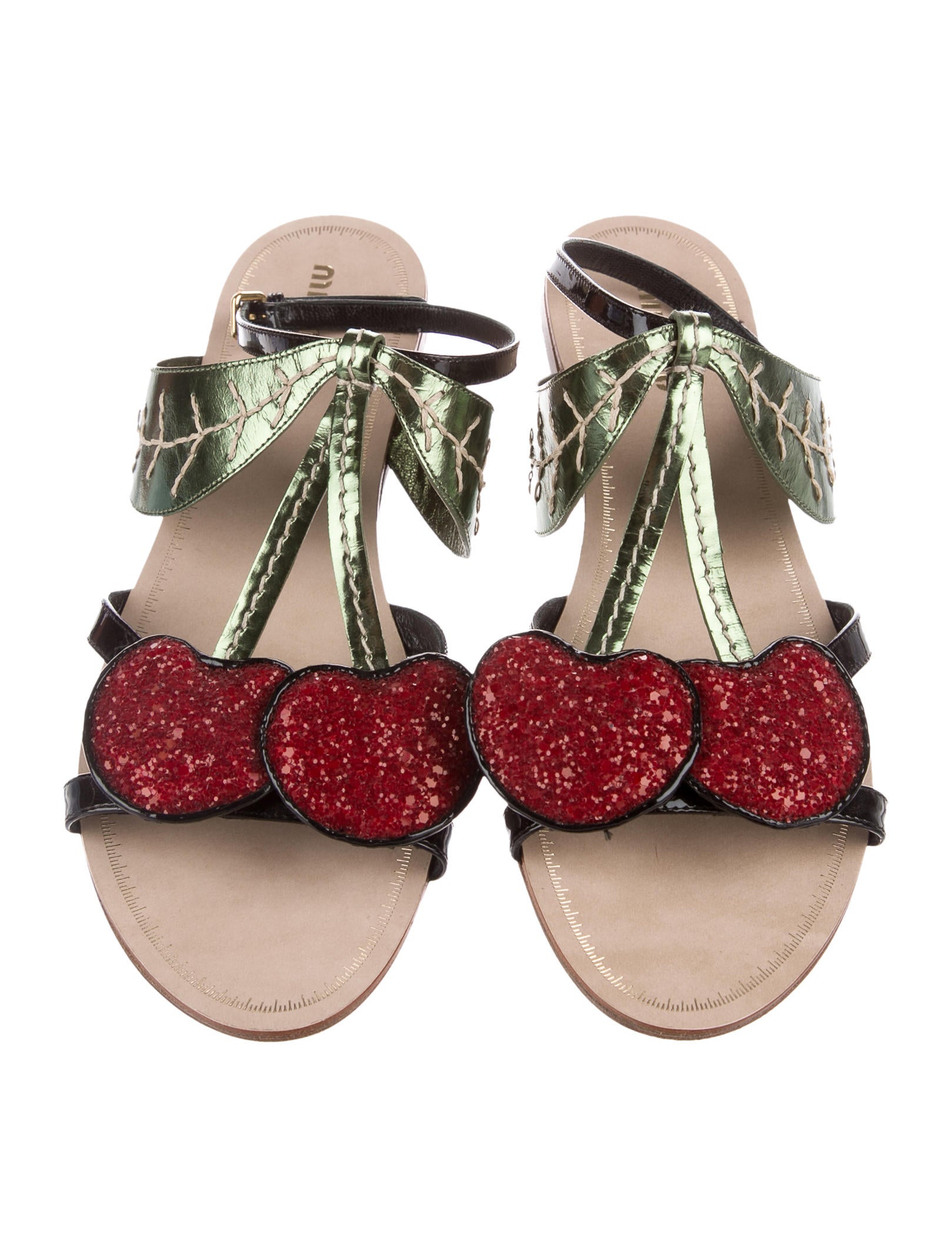 Miu Miu Glitter Cherry Sandals - Shoes - MIU56532 | The RealReal