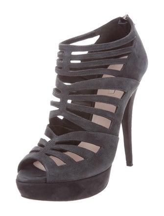 Miu Miu Suede Platform Peep-Toe Pumps