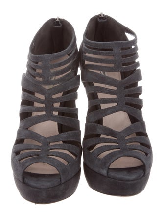 Miu Miu Suede Platform Peep-Toe Pumps