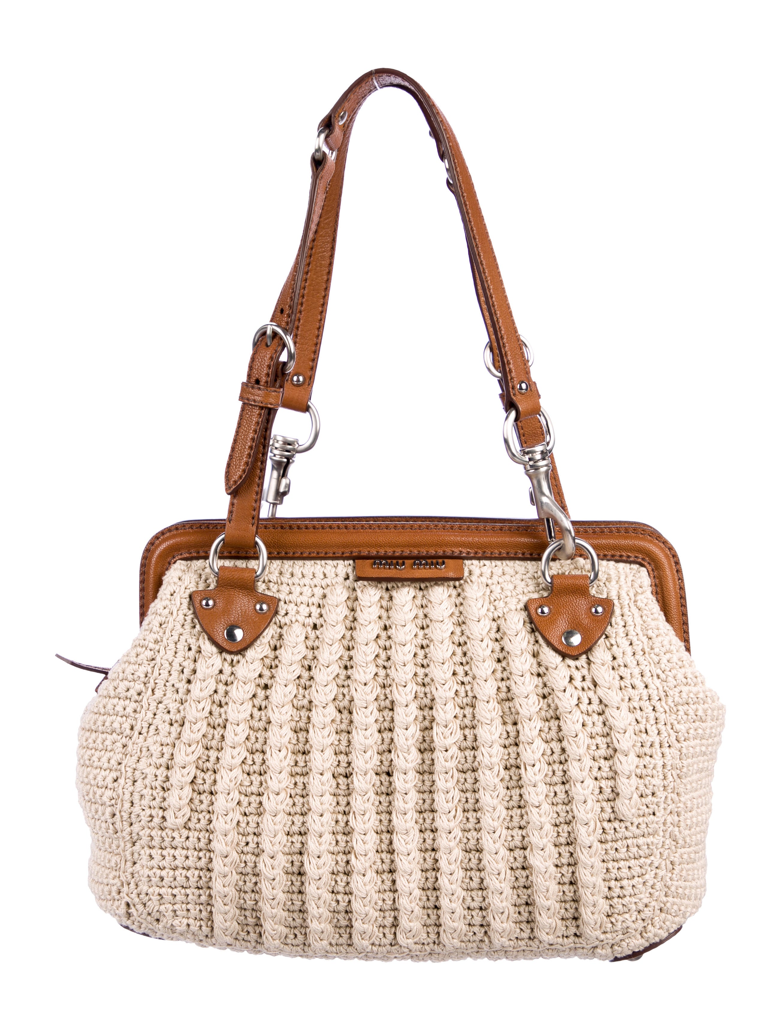 Miu Miu Crochet Frame Bag - Neutrals Shoulder Bags, Handbags