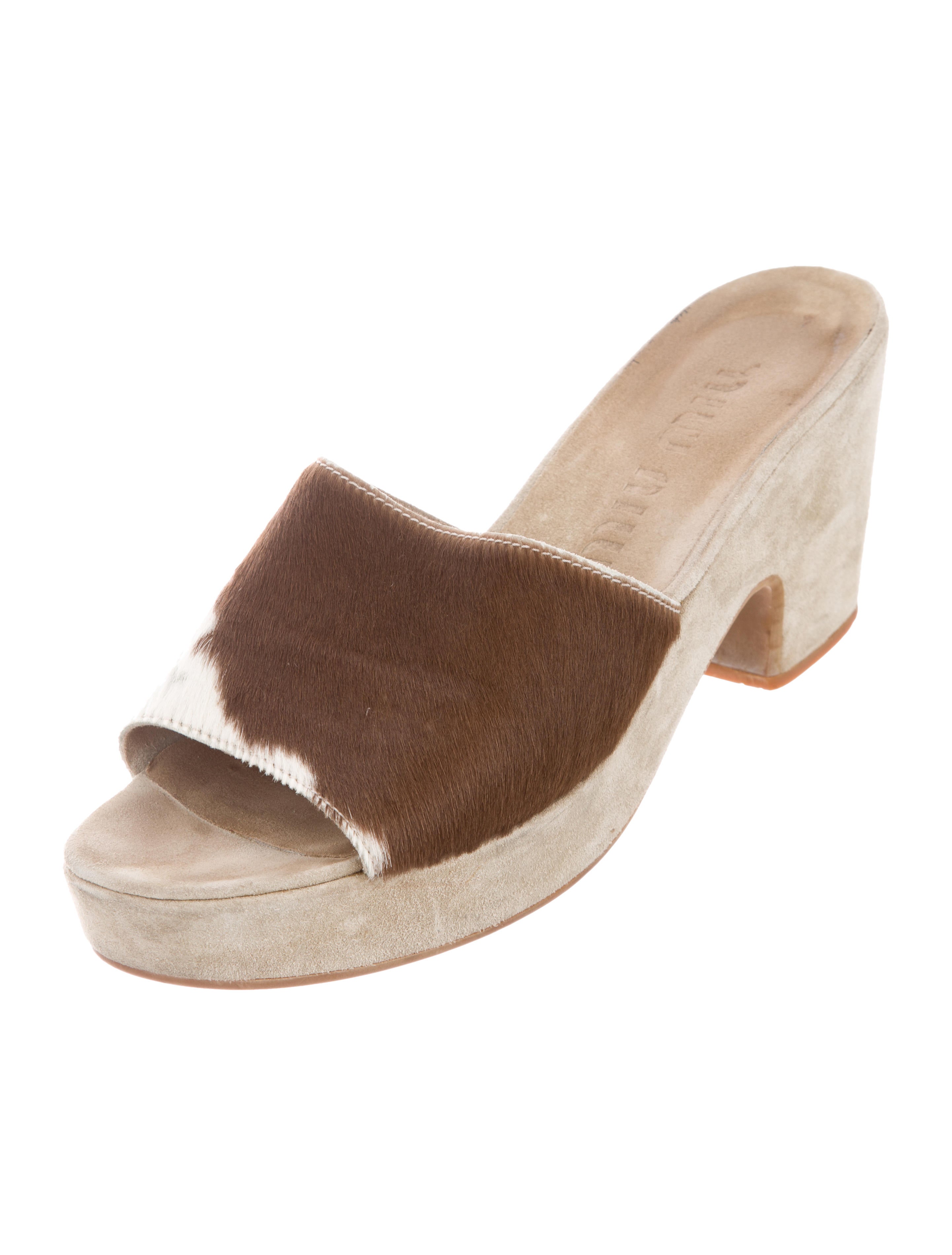 Miu Miu Ponyhair Slide Sandals