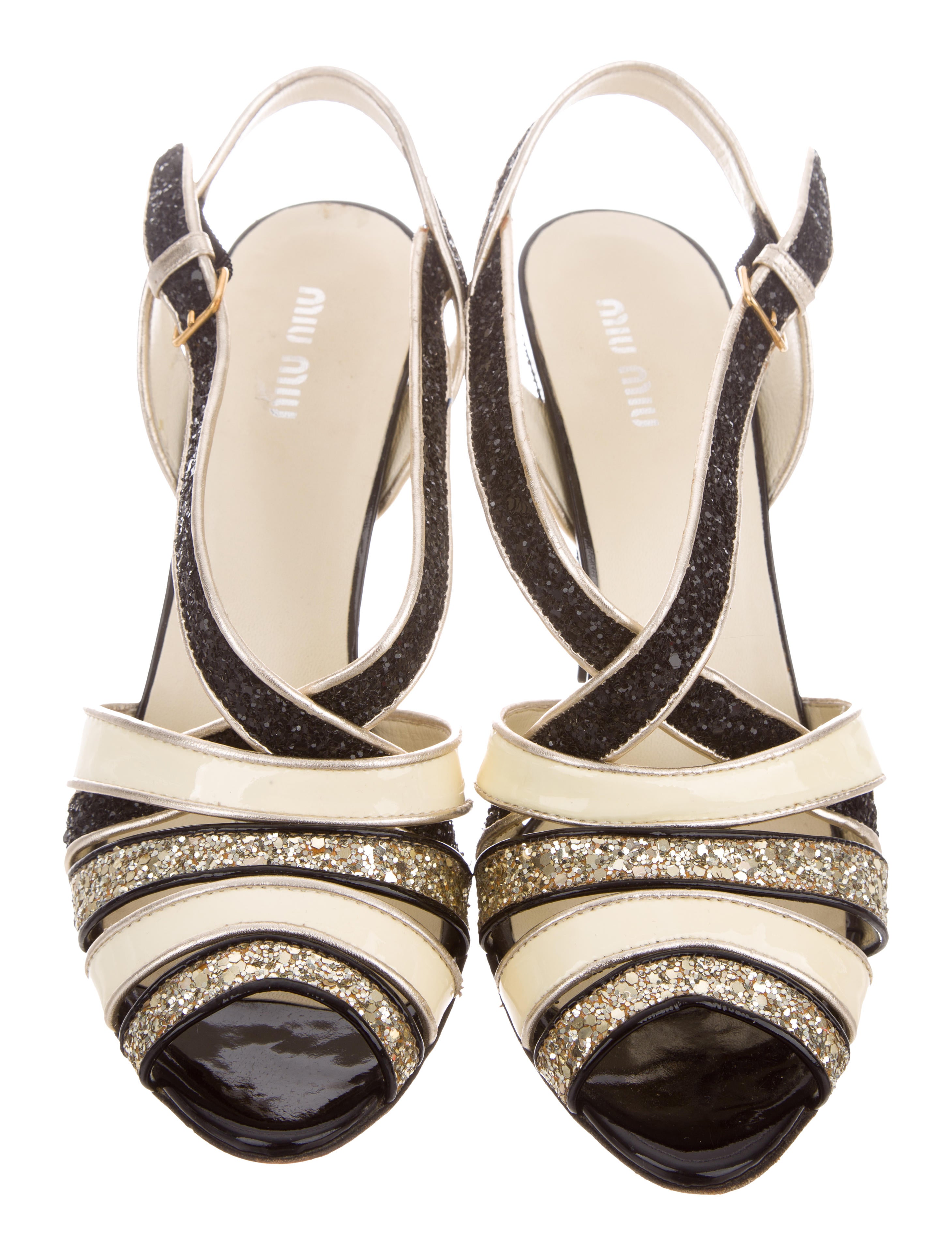 Miu Miu Patent Leather Glitter Sandals - Shoes - MIU88253 | The RealReal
