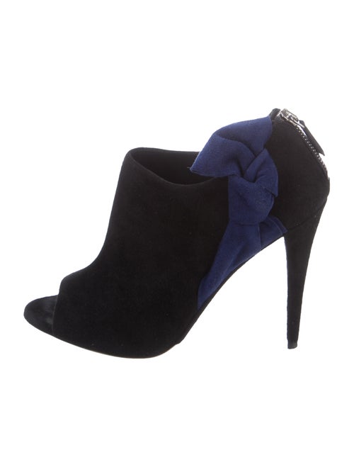 Miu Miu Bow-Accented Suede Booties Black