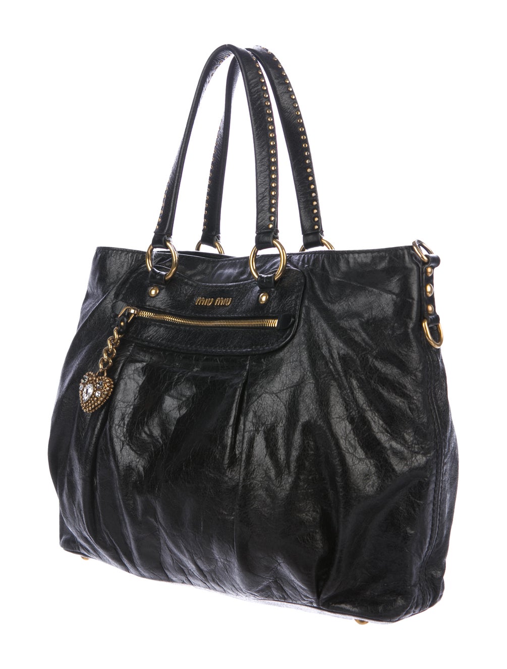 Miu Miu Studded Leather Satchel Handbags MIU98702 The RealReal