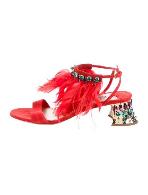 Miu Miu Embellished Ankle Strap Sandals Orange