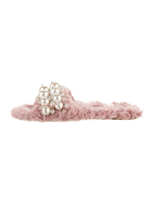 Miu Miu Faux Pearl Slide Sandals Pink