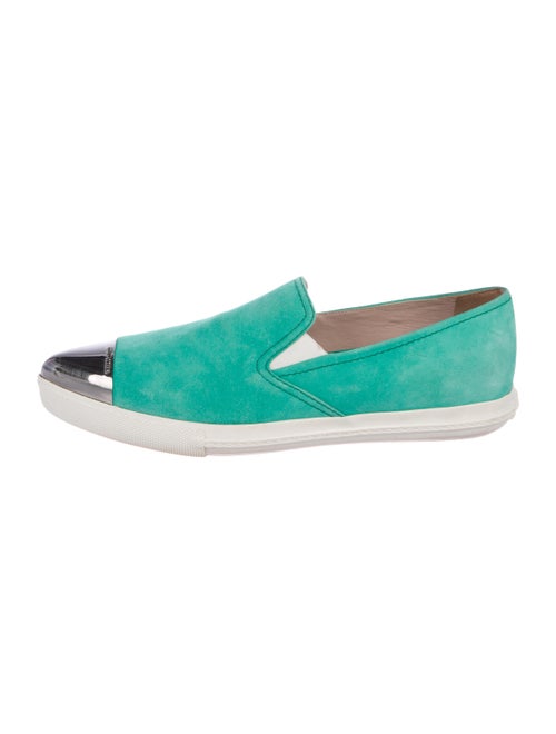 Miu Miu Pointed-Toe Suede Loafers Mint