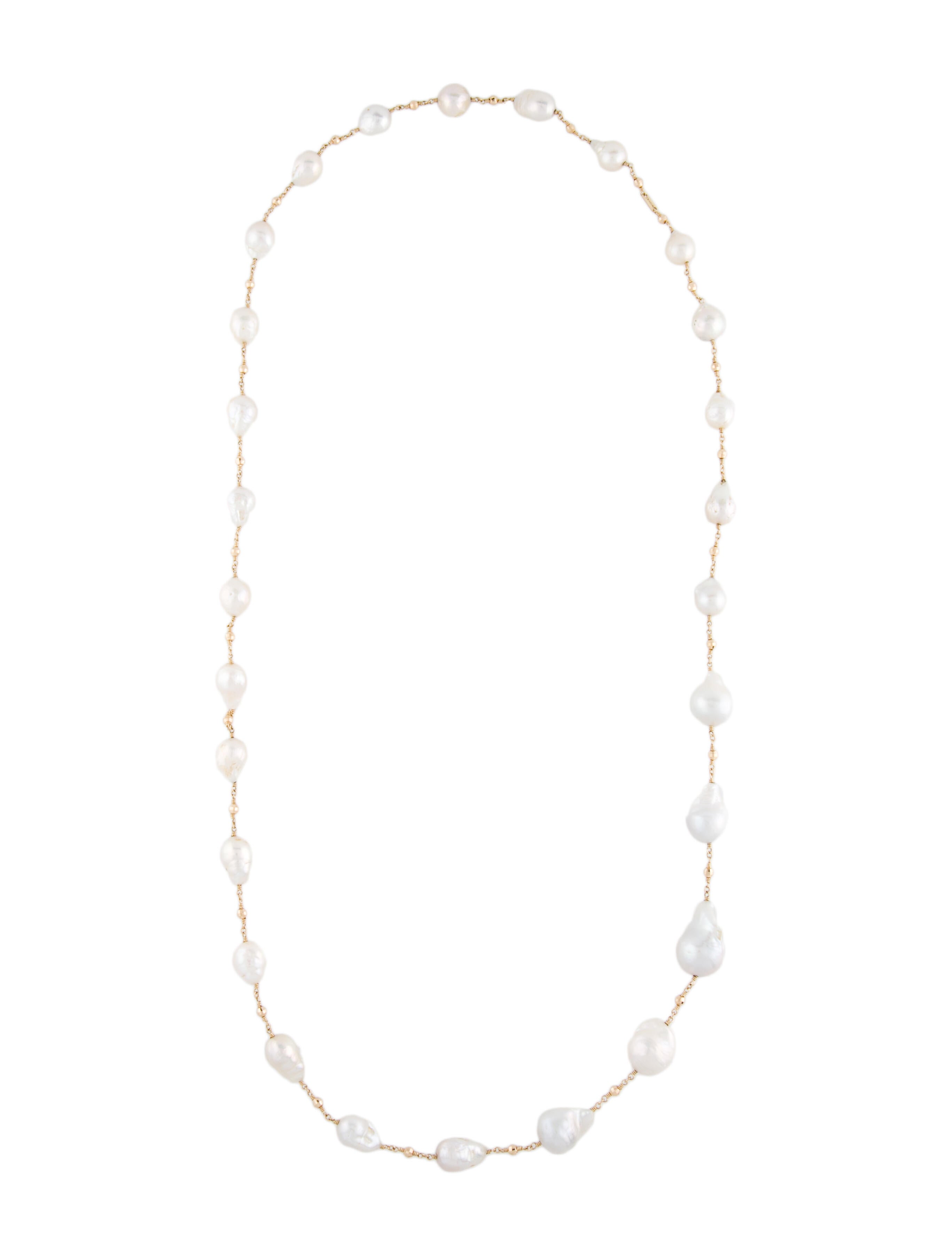 Chanel Faux Pearl CC Station Long Necklace PalladiumPlated Station