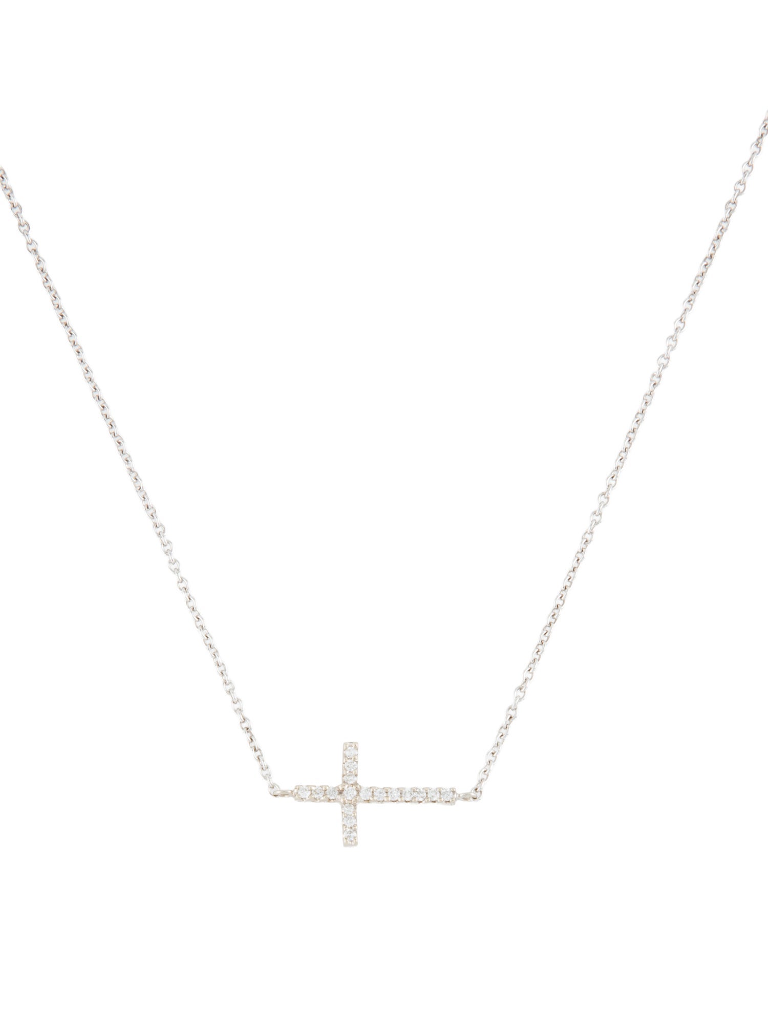 Mizuki 14K Diamond Side Cross Necklace
