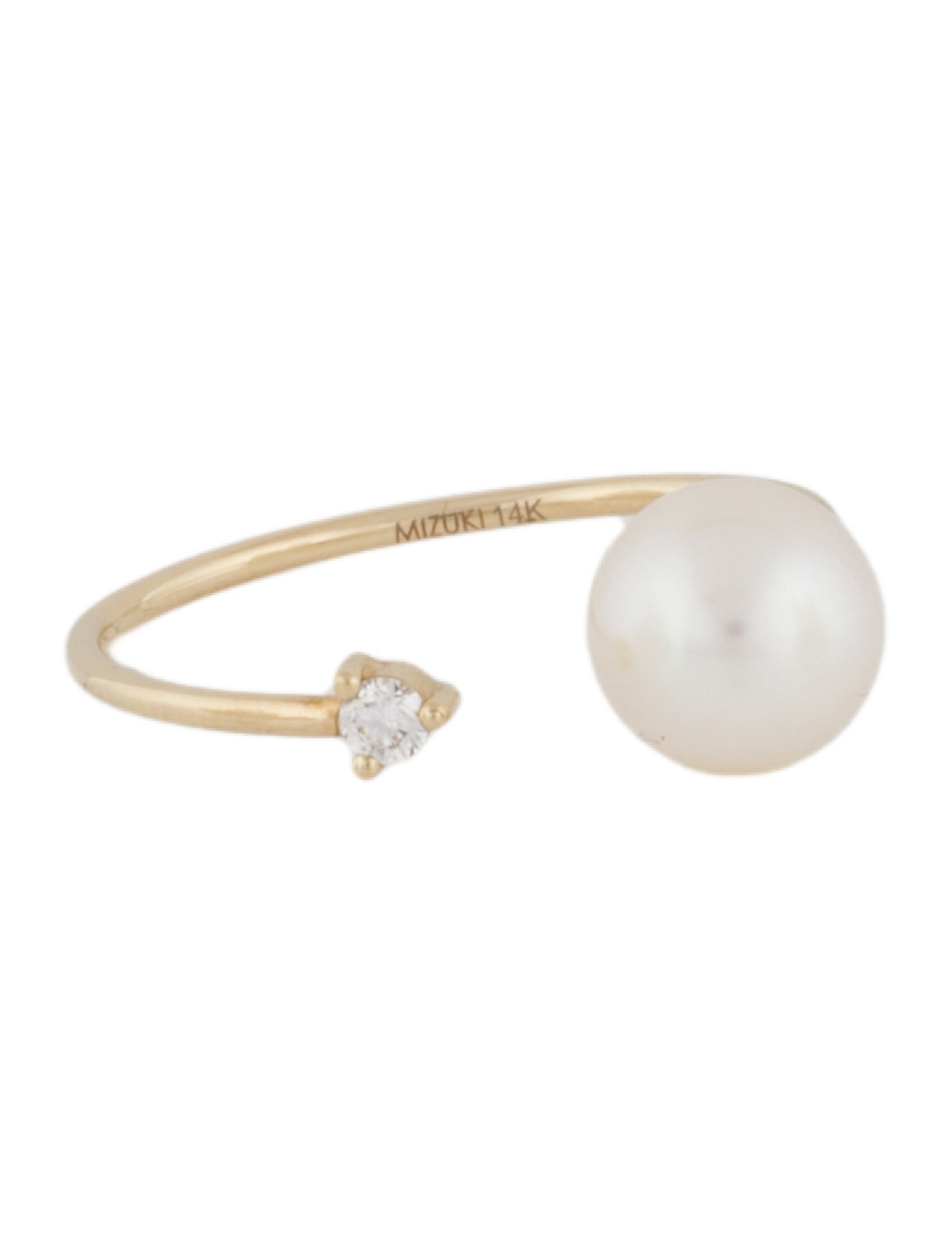 Mizuki 14K Pearl & Diamond Sea of Beauty Open Ring