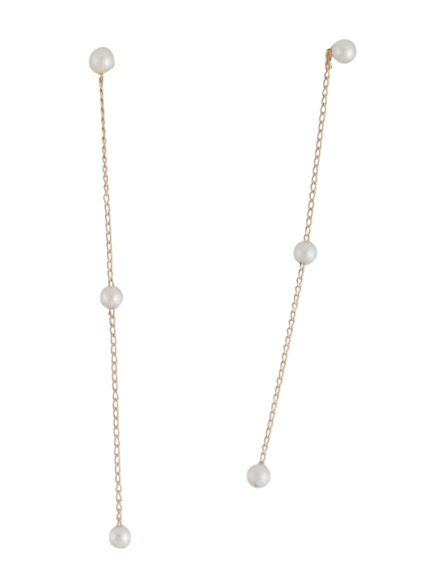 Mizuki 14K Pearl Chain Earrings