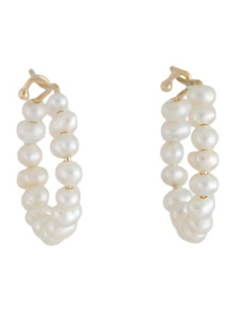 Mizuki 14K Cultured Pearl Mini Hoop Earrings