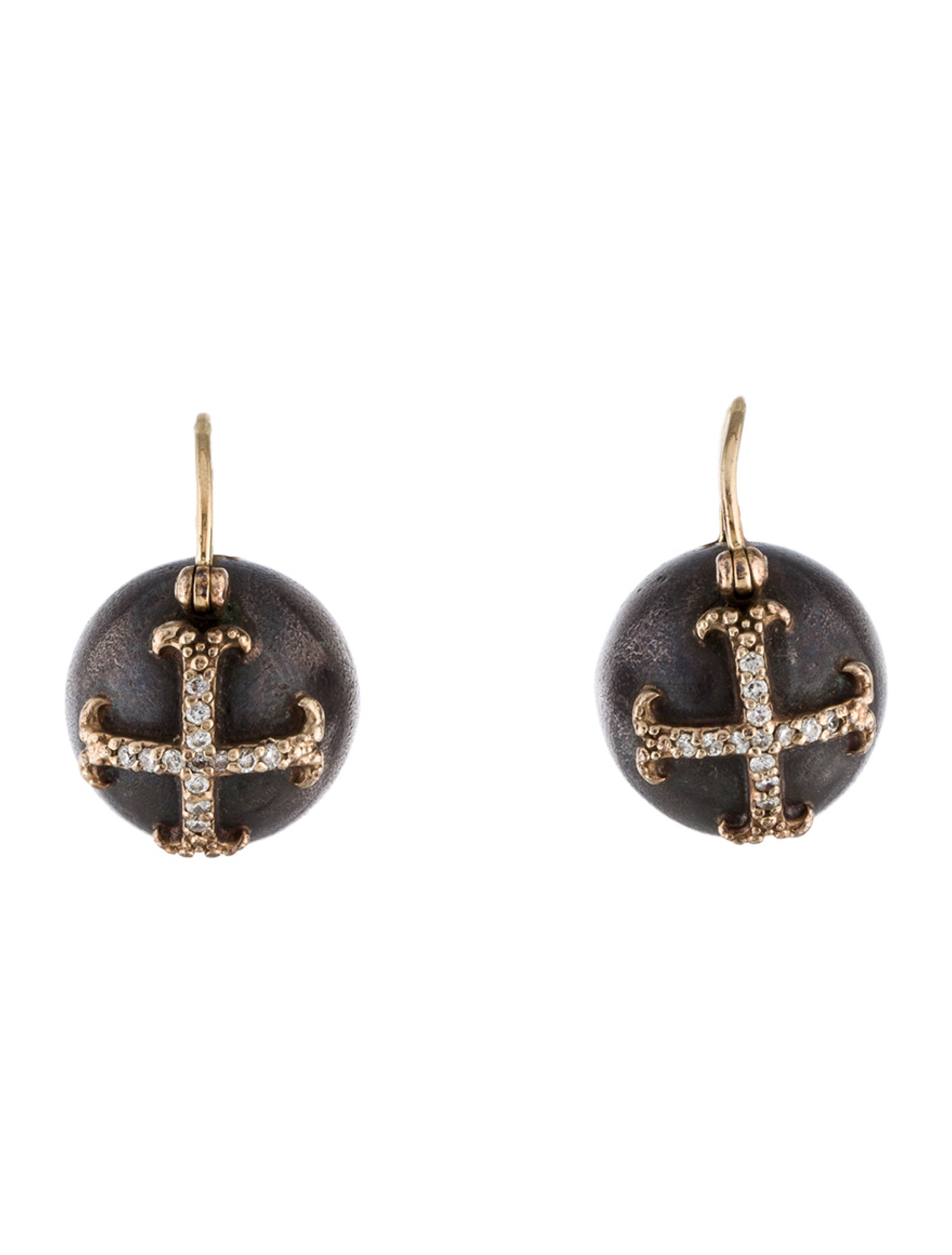 Mizuki Diamond Cross Ball Drop Earrings