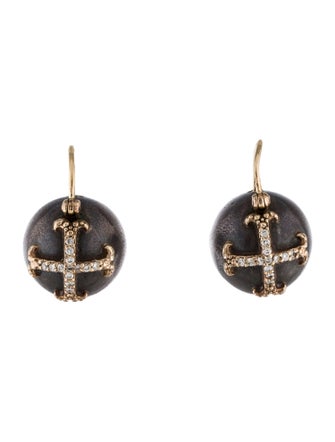 Mizuki Diamond Cross Ball Drop Earrings