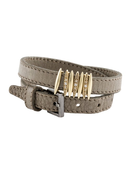 Mizuki 14K Diamond Slider Leather Wrap Bracelet