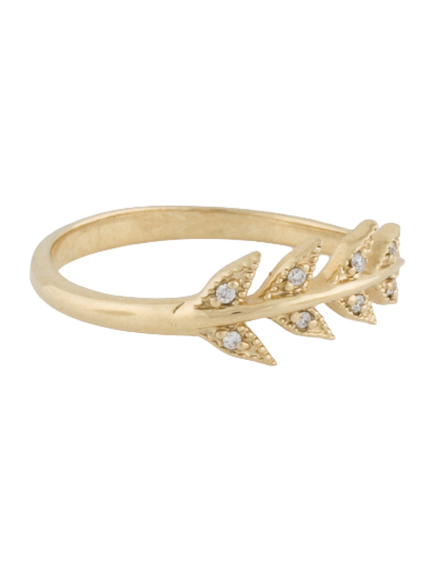 Mizuki 14K Diamond Leaf Band