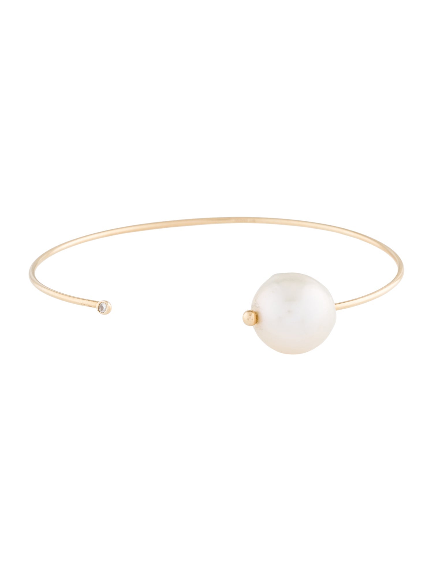 Mizuki 14K Pearl & Diamond Open Cuff Bracelet