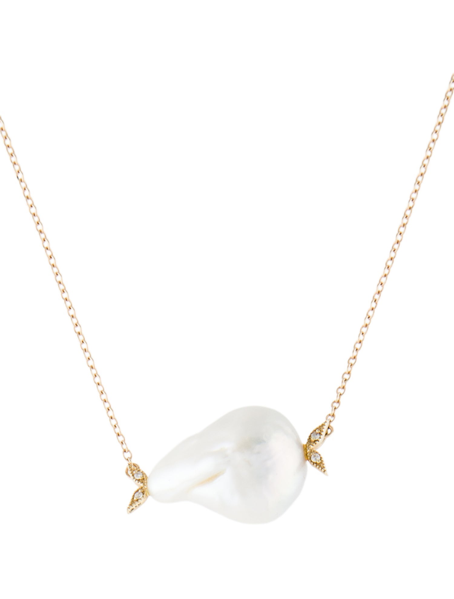 Mizuki 14K Pearl & Diamond Pendant Necklace