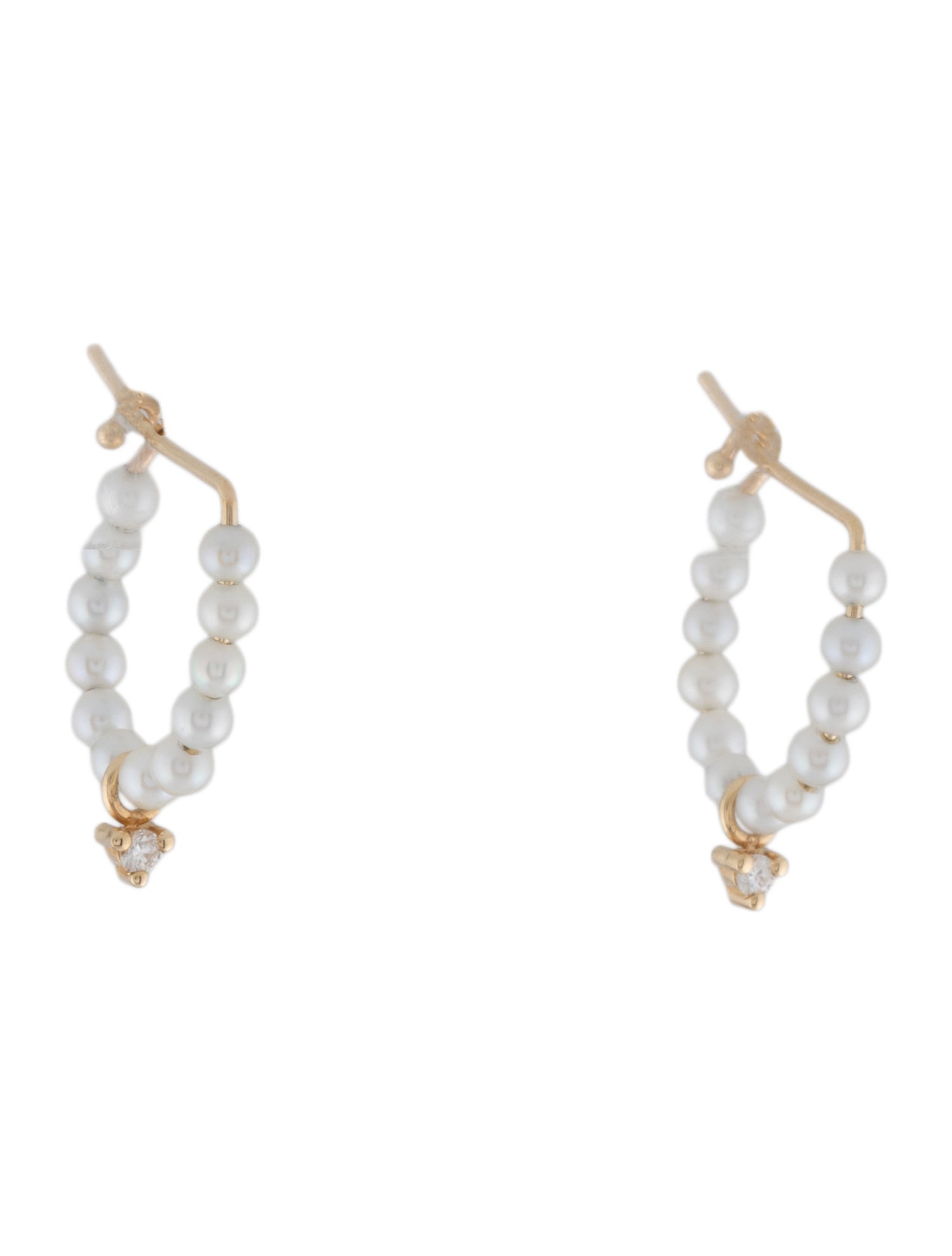 Mizuki 14K Pearl & Diamond Dancing Hoop Earrings