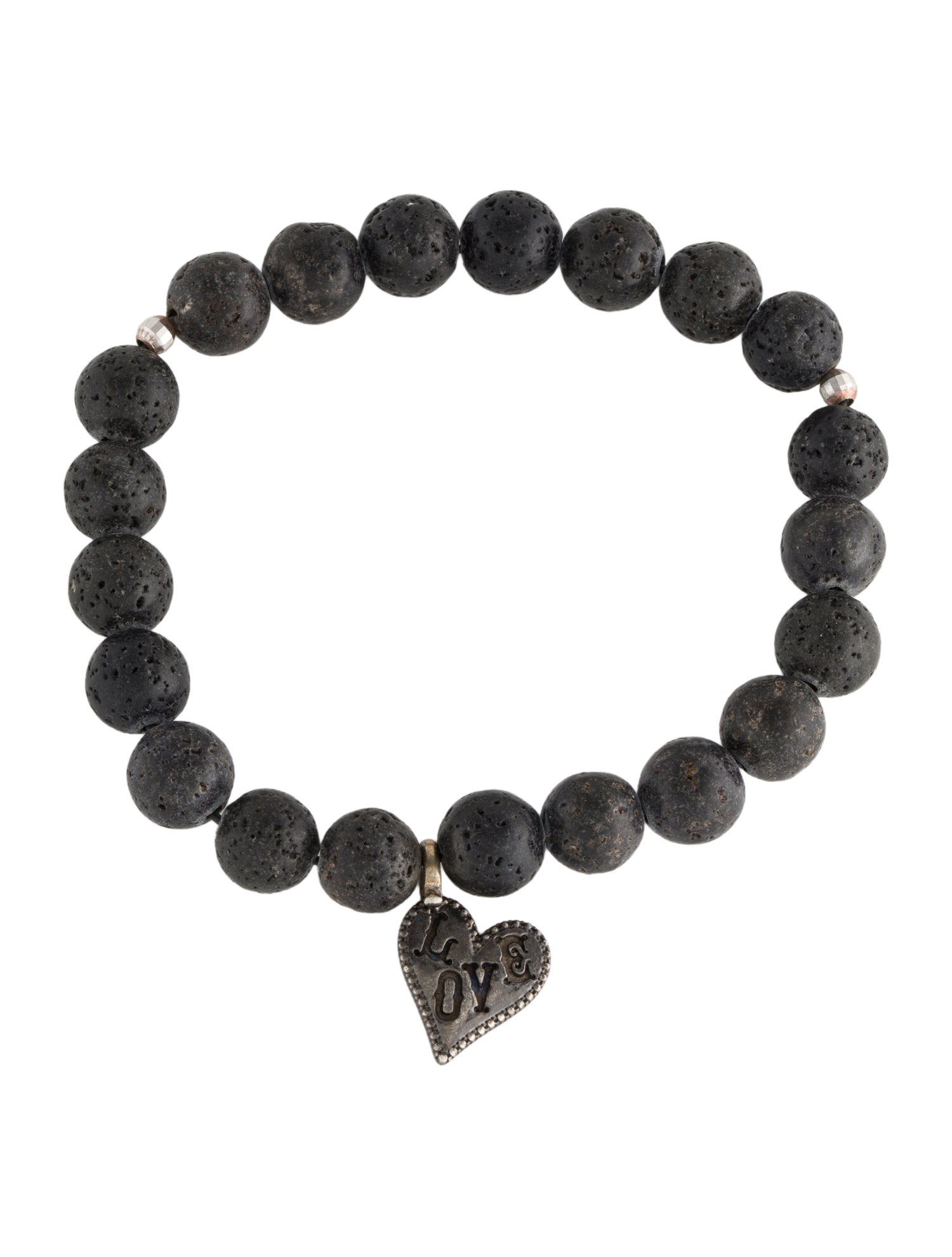 Mizuki Lava Bead Heart Stretch Charm Bracelet