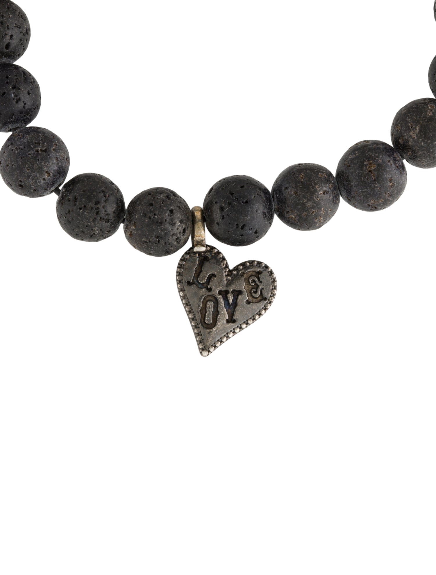 Mizuki Lava Bead Heart Stretch Charm Bracelet