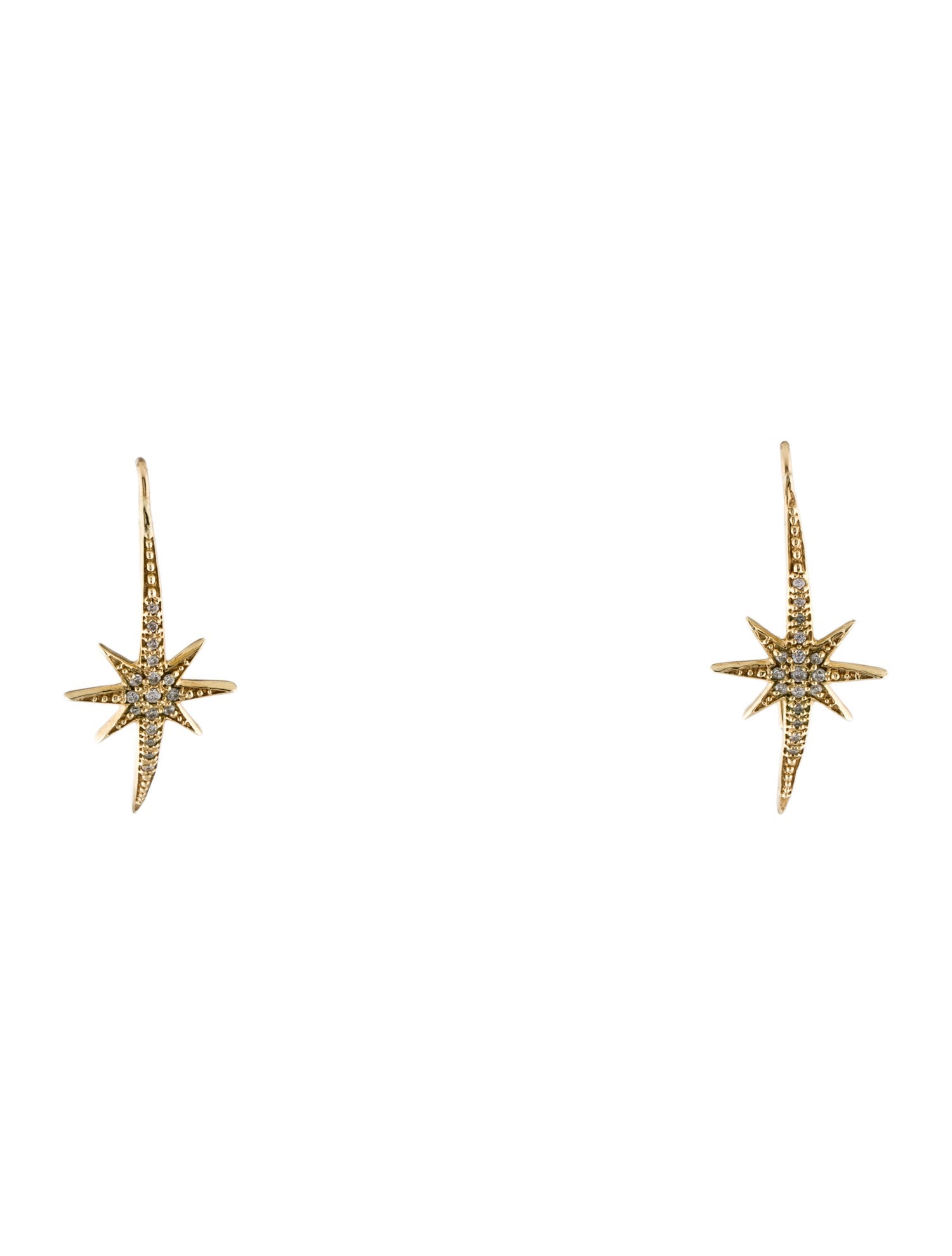 Mizuki 14K Diamond Icicle Star Hoop Earrings