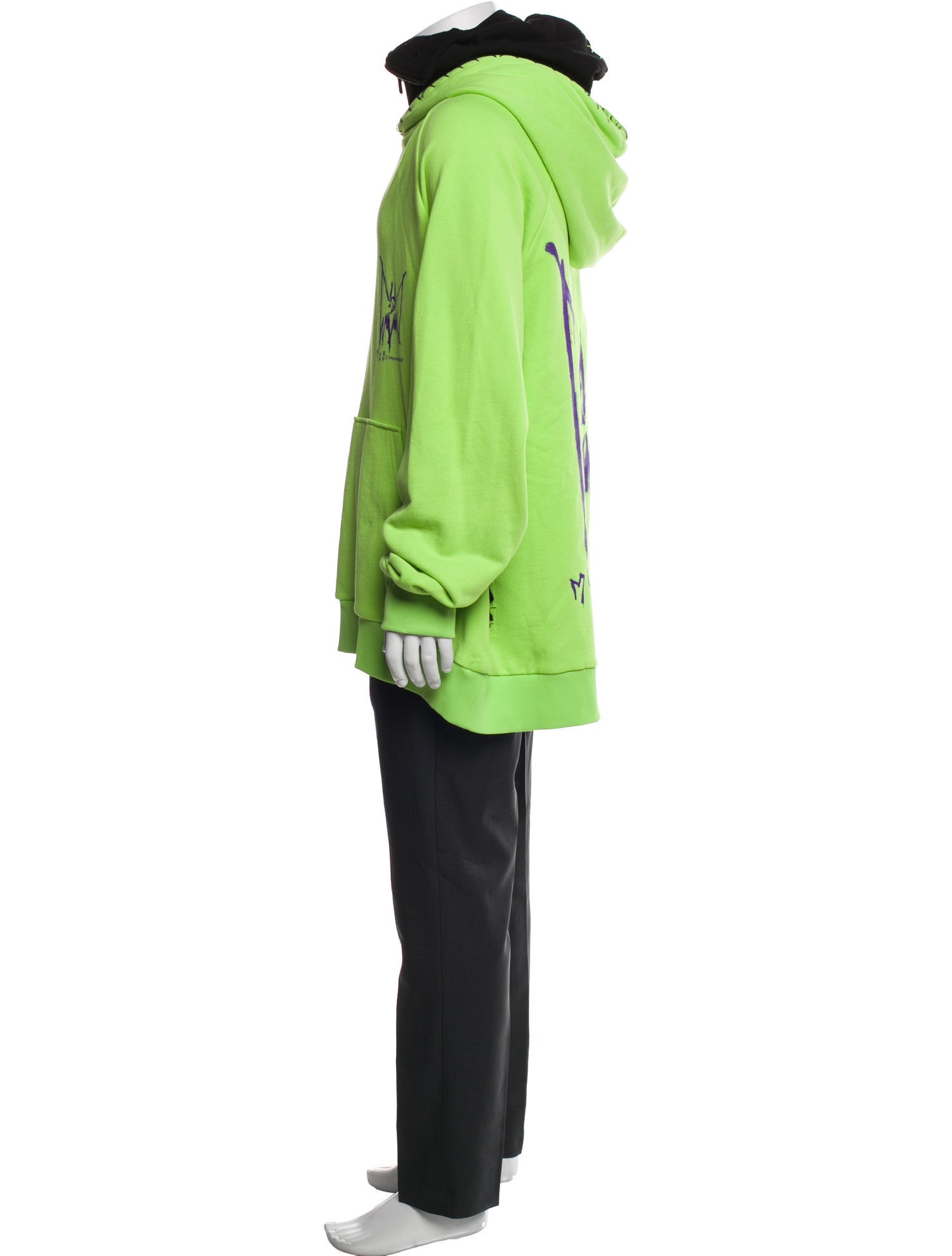 MJB Marc Jacques Burton Graphic Print Mock Neck Hoodie