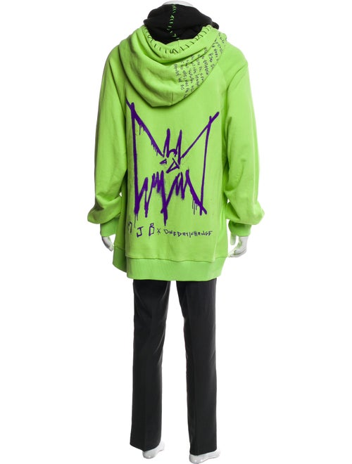MJB Marc Jacques Burton Graphic Print Mock Neck Hoodie
