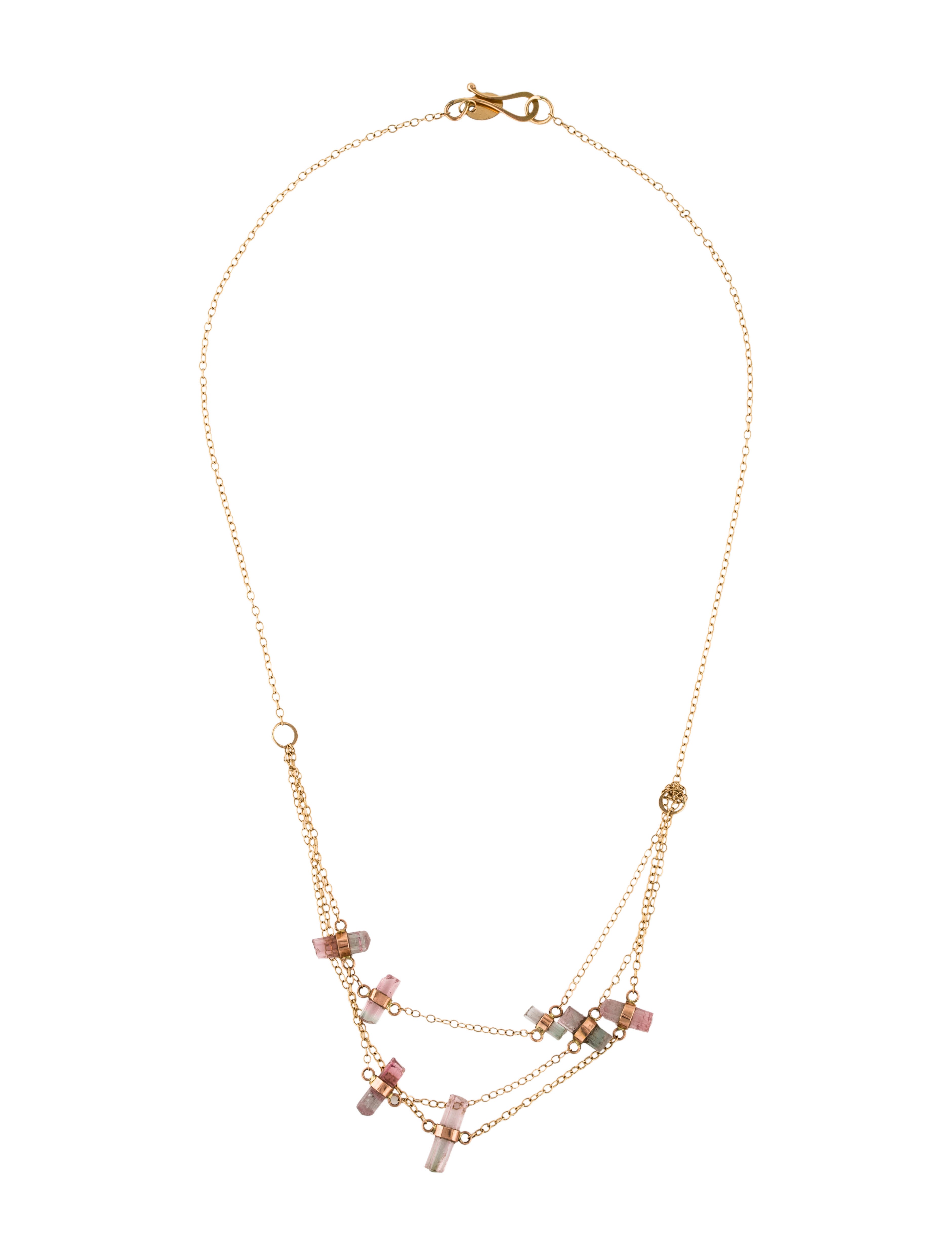 joy manning 14k tourmaline multistrand bib necklace - necklaces