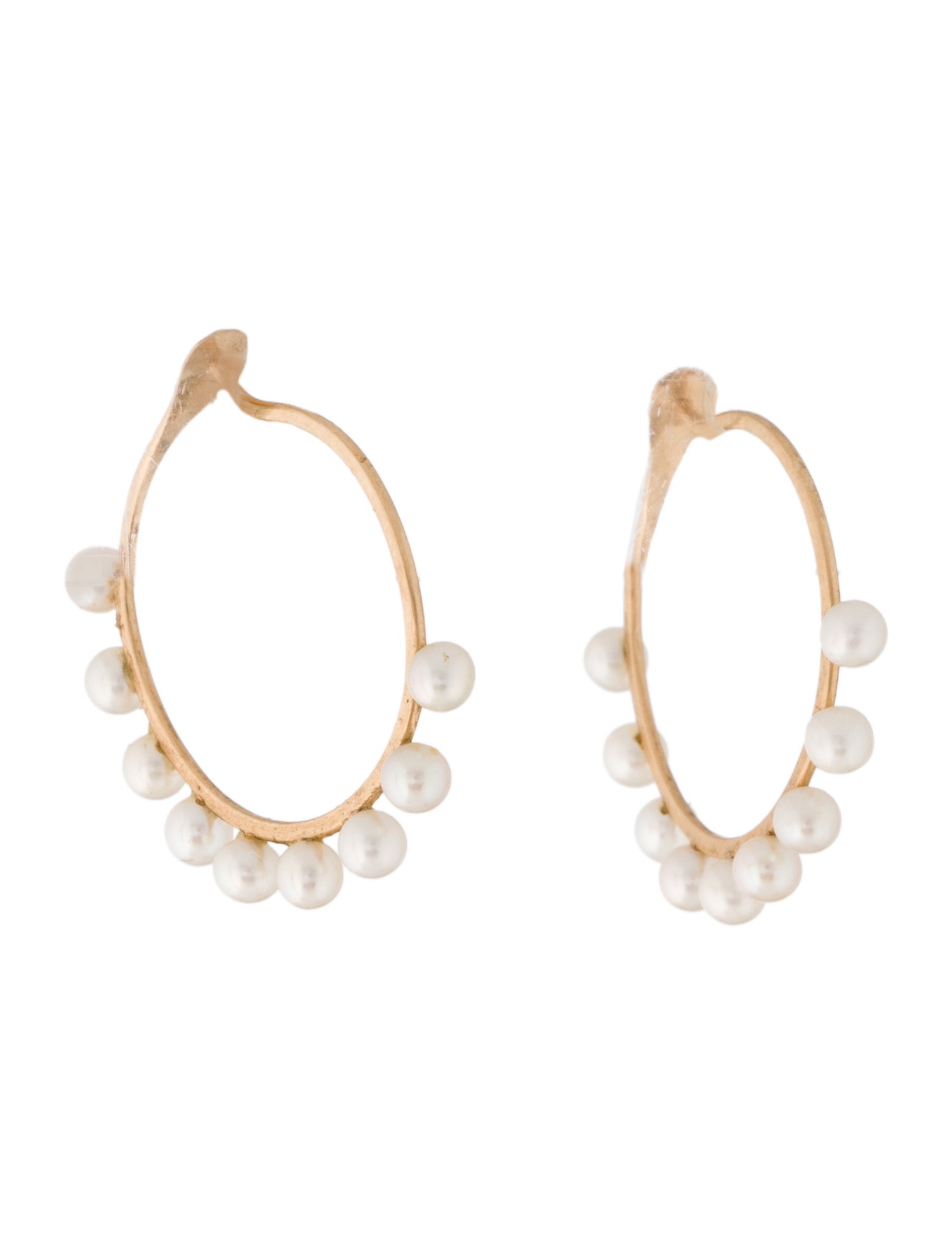 Melissa Joy Manning 14K Pearl Small Halo Hoop Earrings