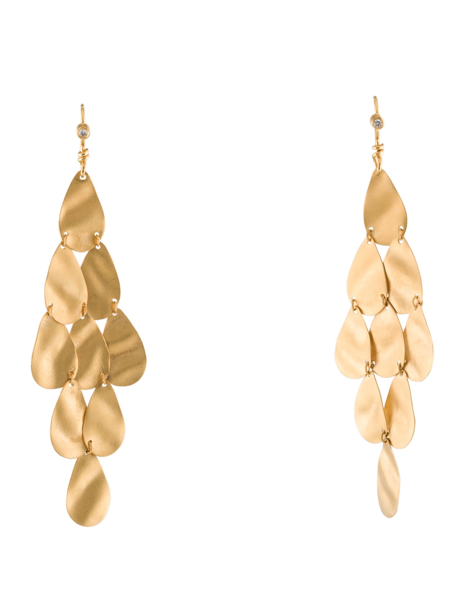 marika 14K Diamond Rippled Chandelier Earrings