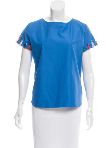 Mira Mikati Tassel-Accented Short Sleeve Top