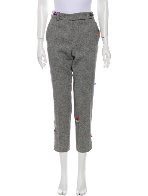 Mira Mikati Tweed Pattern Straight Leg Pants Black