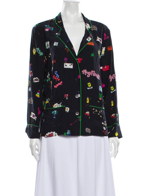 Mira Mikati Silk Printed Pajamas Blue