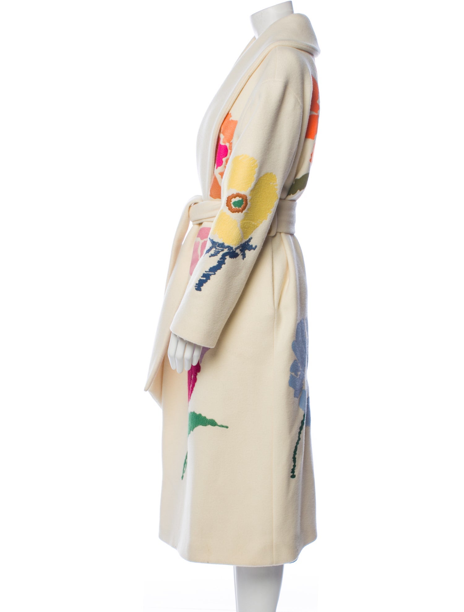 Mira Mikati Virgin Wool Floral Print Coat - Neutrals Coats