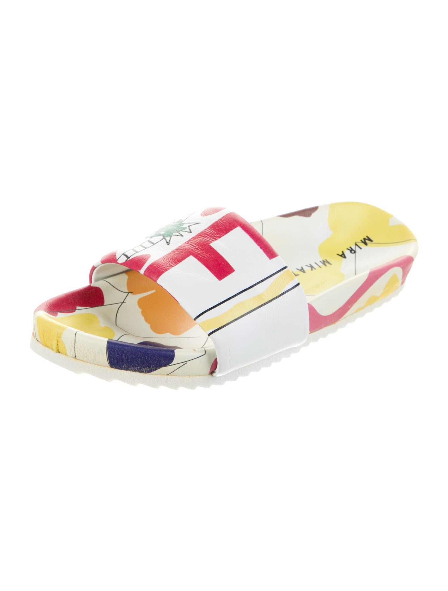Mira Mikati Leather Printed Slingback Sandals