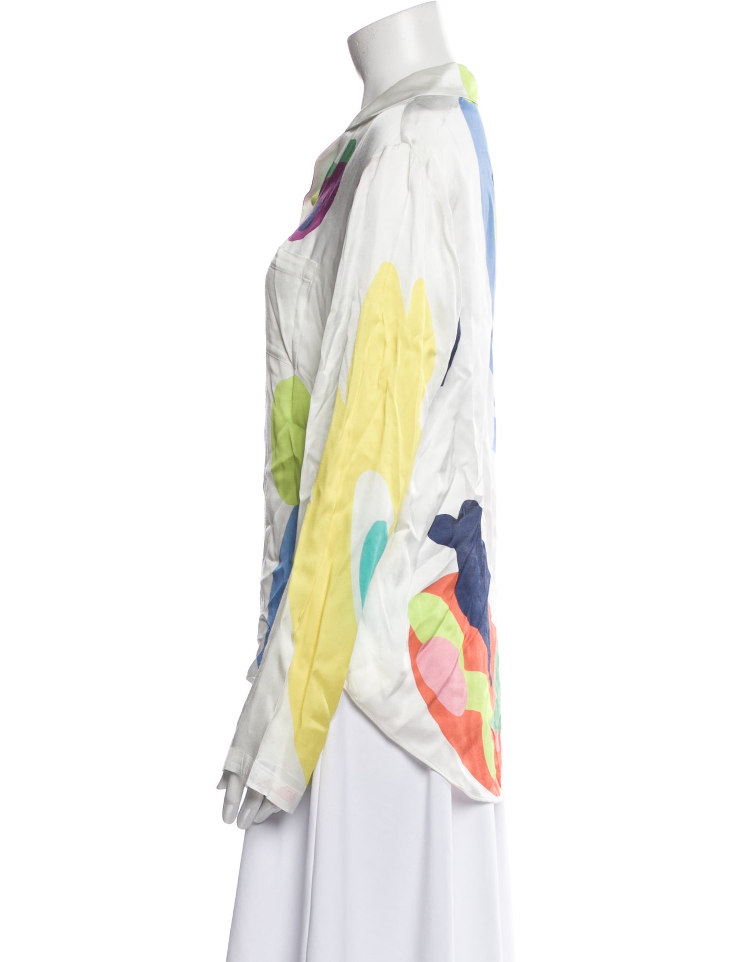 Mira Mikati Printed Long Sleeve Button-Up Top