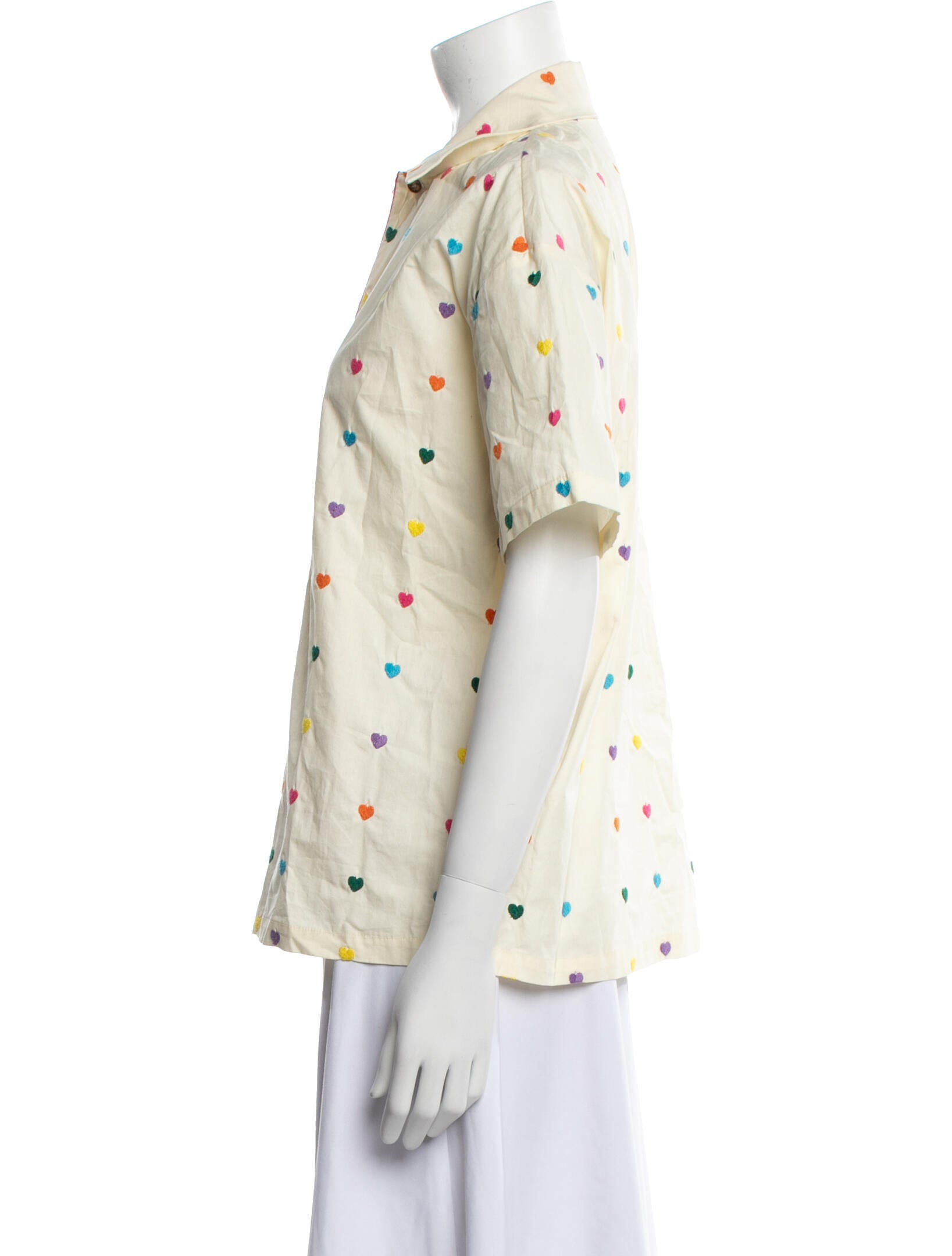 Mira Mikati Printed Short Sleeve Button-Up Top