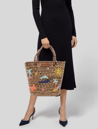 Mira Mikati Raffia Bucket Bag