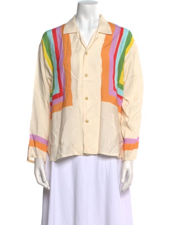 Mira Mikati Printed Long Sleeve Button-Up Top