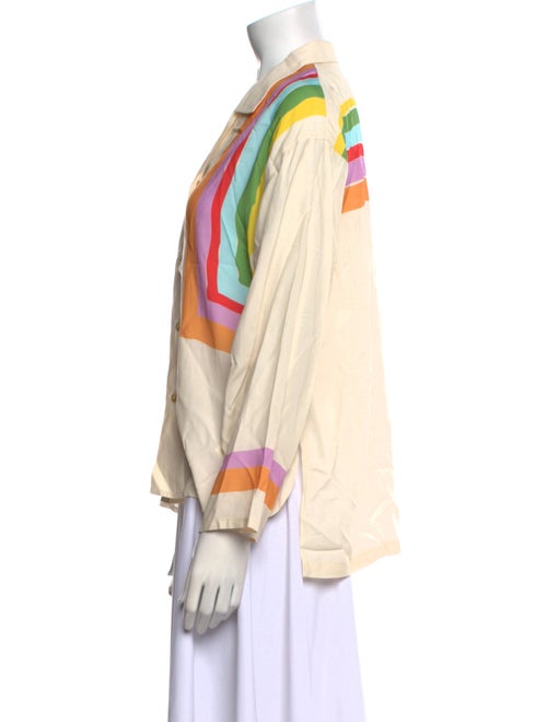 Mira Mikati Printed Long Sleeve Button-Up Top