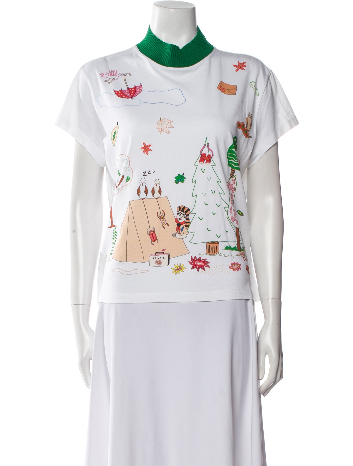 Mira Mikati Graphic Print Mock Neck T-Shirt w/ Tags