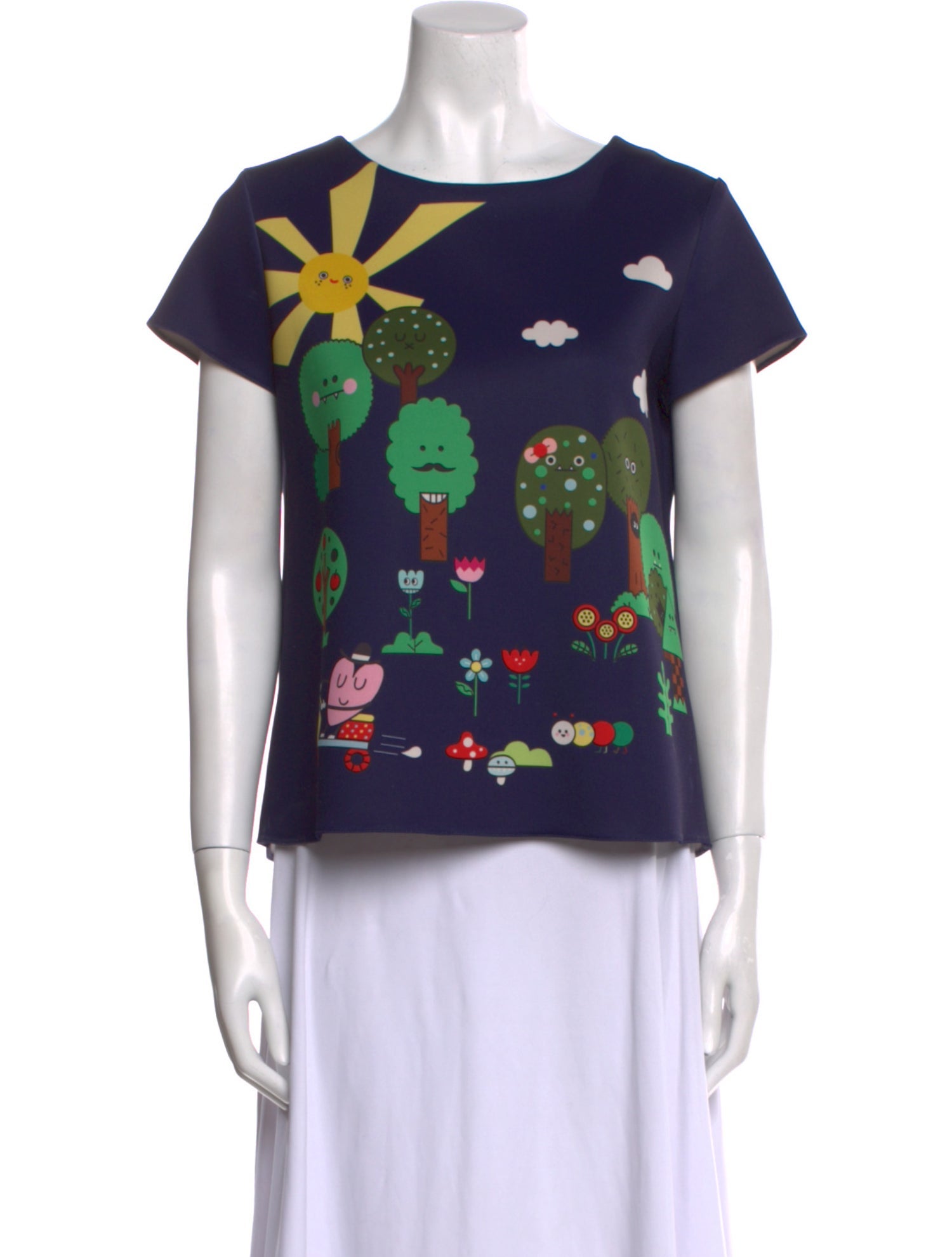 Mira Mikati Printed Bateau Neckline T-Shirt
