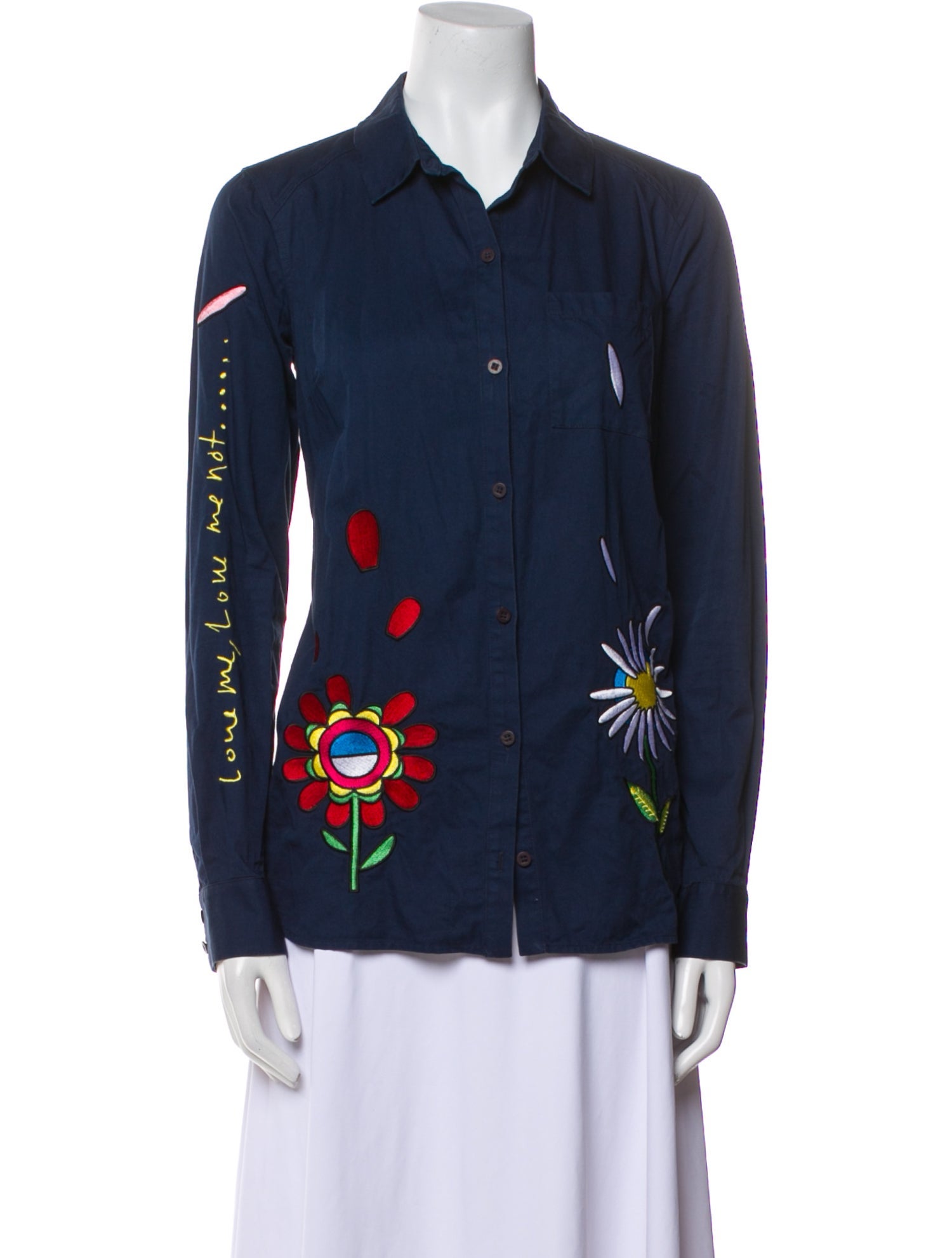 Mira Mikati Printed Long Sleeve Button-Up Top