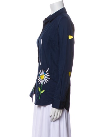 Mira Mikati Printed Long Sleeve Button-Up Top